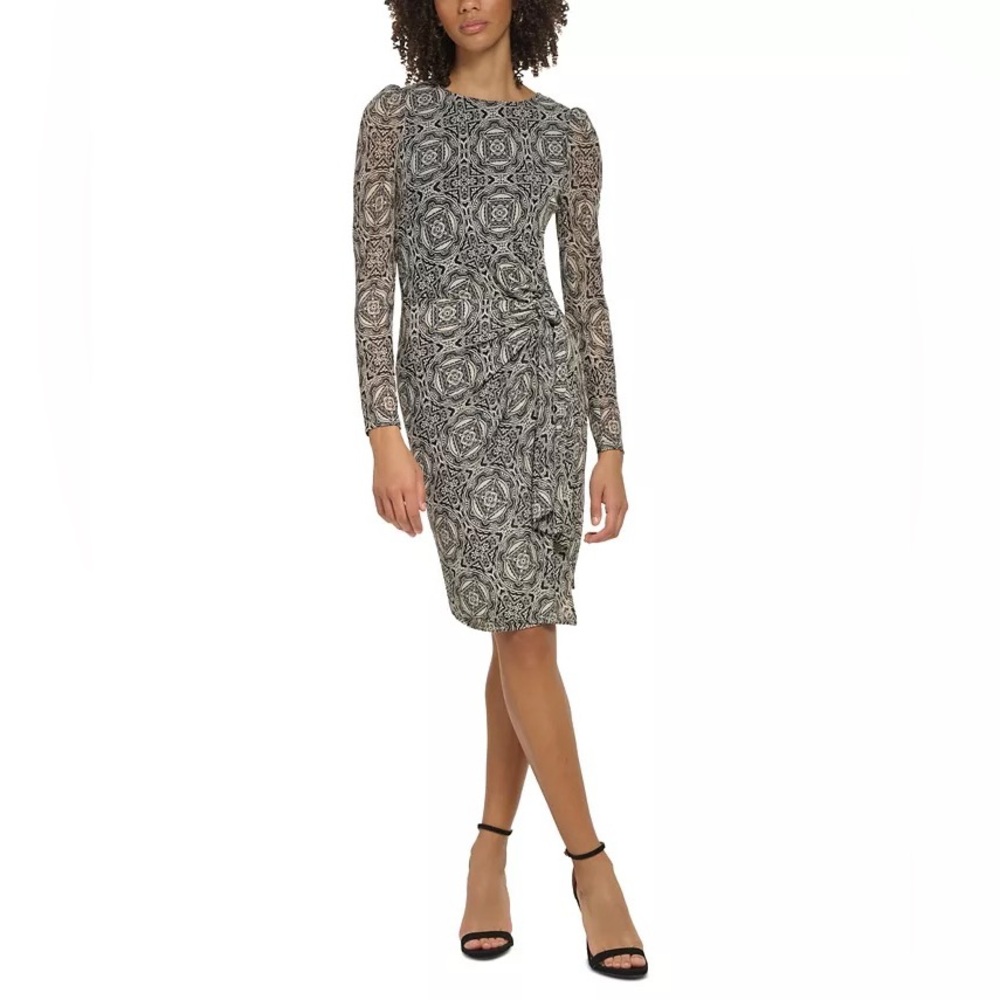⭐️ Tommy Hilfiger Long Sleeve Mesh Tonal Tiles Dress